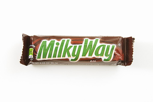 Liberty Township, Ohio, USA - February 14, 2012: A photo on white background of a Milky Way candy bar made by Mars, Incorporated.
