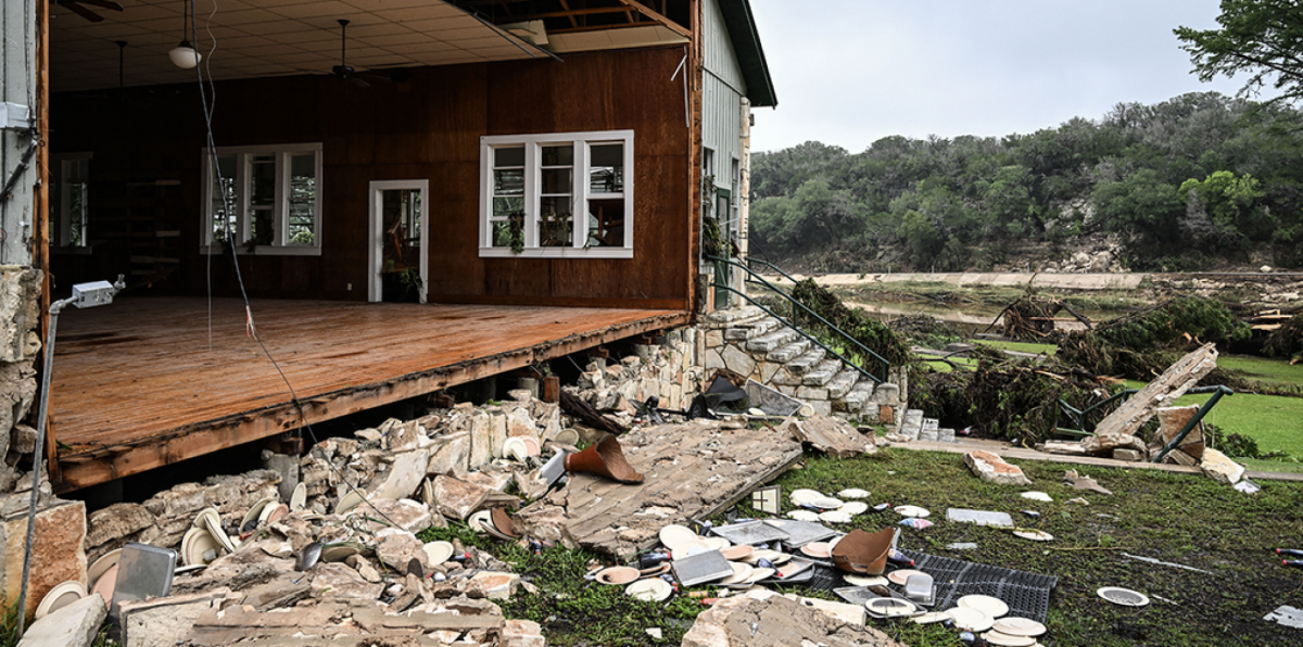 Image of Camp Mystic in the aftermath of the flood.